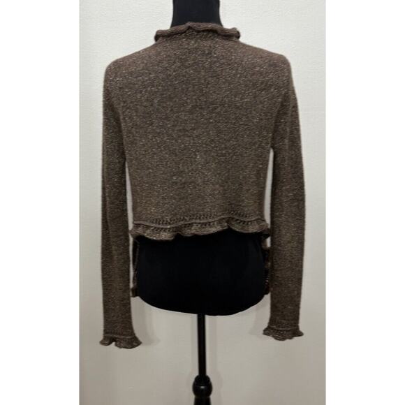 Vintage Juicy Medium Cashmere Cardigan Sweater Brown Gold Cropped Y2K Nature - Picture 3 of 12